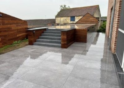 Terrasse Céramique - Bardage bois - Escalier - Pierre Bleue - Aménagement Extérieur - Laurent Hubert