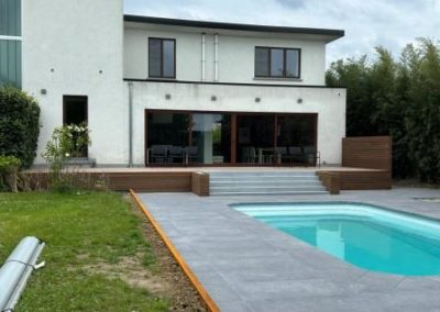 Terrasse - Céramique - contour piscine - Margelle - Acier Corten - Aménagement Extérieur - Laurent HUbert
